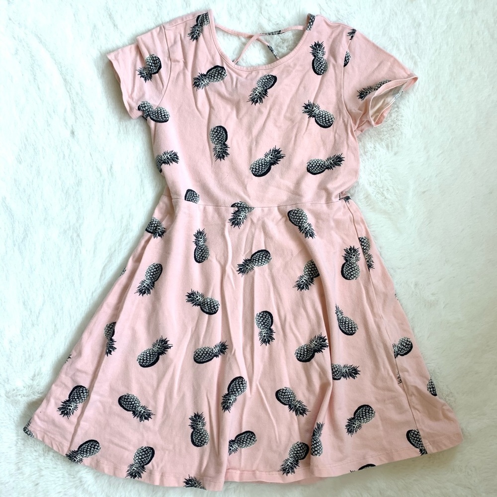 🎈$7🎈Forever 21 Girls Summer Dress Pink Pineapple Size 10 8